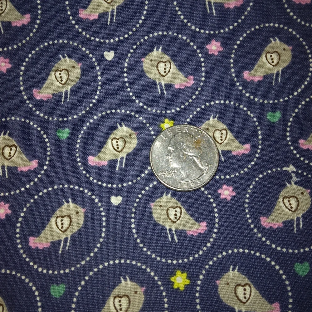 FABRIC Scandinavian Style sweet little birds arranged on blue, 1 yd